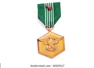 US Army Commendation Medal Isolated On A White Background.