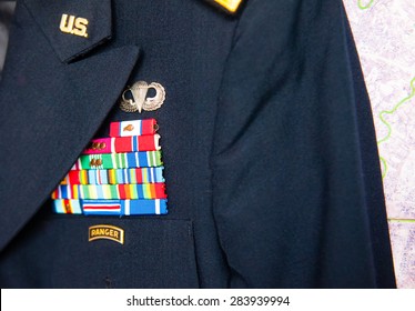 Us Army Dress Uniform In Front Of A Map