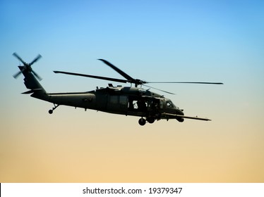 US Army Helicopter In Early Morning