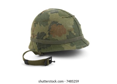 US Army Helmet - Vietnam Era - On White Background