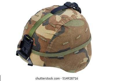 us army kevlar helmet with night vision mount isolated on white