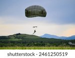 U.S. Army paratroopers, assigned to the 173rd Airborne Brigade, jump from a U.S. Air Force C-17 Globemaster III 