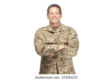 U.S. Army Soldier, Sergeant, Arms Crossed And Smiling