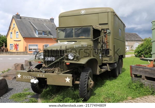 US Army truck of the Second World\
War at an exhibition in Vianden, Luxembourg,\
06-06-2022
