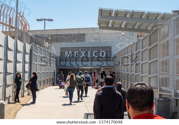 US Border to Mexico at San Ysidro\
California - CALIFORNIA, UNITED STATES - MARCH 18,\
2019