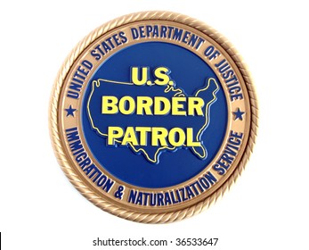 U.S. Border Patrol Emblem. Isolated On White Background.