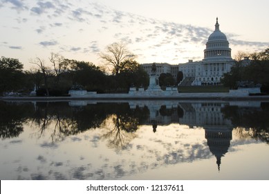 US Capital Building With Reflection