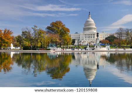 US Capitol Building in Autumn - Washington DC United States