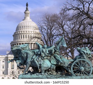 US Capitol Building With The Cavalry Statue In Front, Washington DC