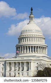 US Capitol Building Dome Detail In Washington DC United States