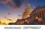  US Capitol building at sunset, Washington DC, USA. 