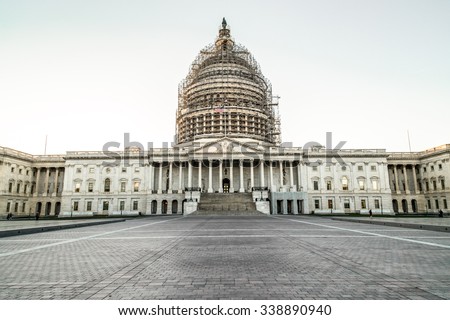 US Capitol building under construction , Washington DC