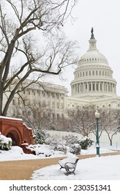 US Capitol Building In Winter - Washington DC, United States Of America 