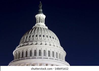 US Capitol Dome Detail At Night, Washington DC, USA