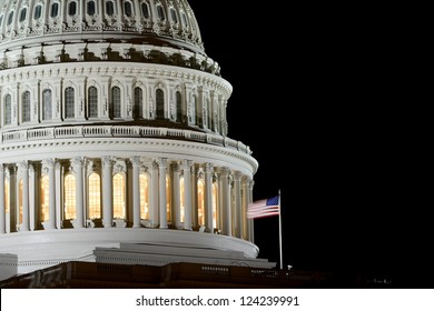 US Capitol Hill Dome Detail At Night - Washington DC United States