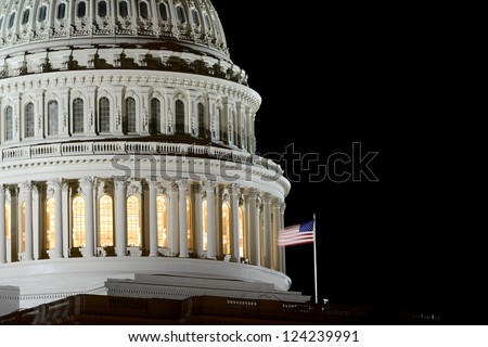 US Capitol Hill dome detail at night - Washington DC United States