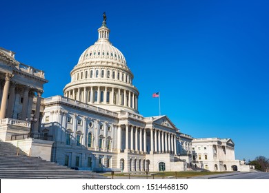 US Capitol over blue sky