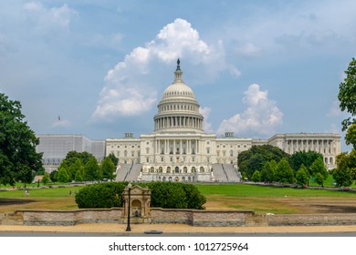 The US Capitol, The Seat Of Congrees, On A Fair And Sunny Summer Day