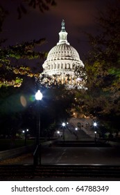 The US Capitol In Washington D.C. In The Night