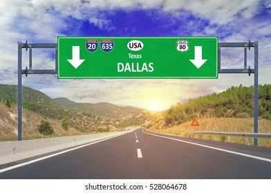 US City Dallas Road Sign On Highway