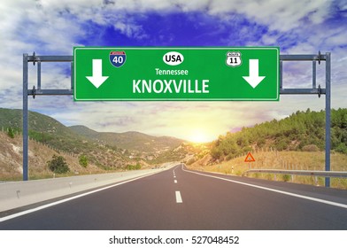 US City Knoxville Road Sign On Highway