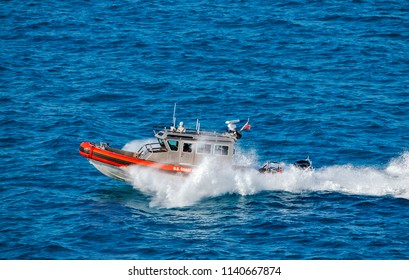 US Coast Guard boat providing security, Kay West, Florida, USA