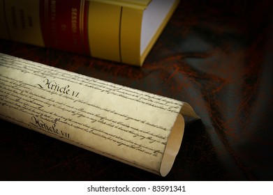 The US Constitution And A Law Book