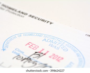 US Customs And Border Protection Stamp On A Form