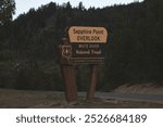 The U.S. Department of Agriculture’s signage at the Sapphire Point Overlook in the White River National Forest near Dillon, Colorado.