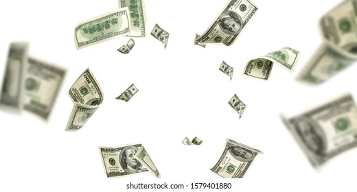 Us dollar. American money, falling cash. Flying hundred dollars isolated. - Shutterstock ID 1579401880