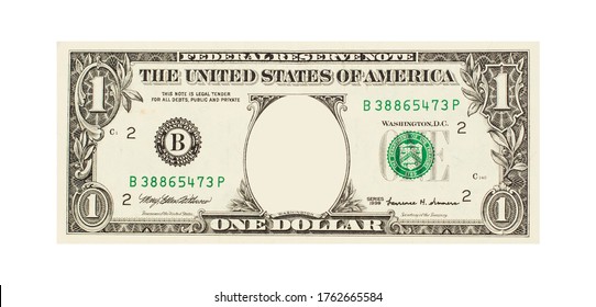 US Dollar Banknote With Empty Frame Mockup For Photo