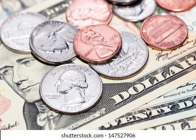 US Dollar Banknotes And Coins