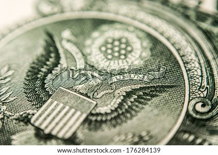US Dollar bill, super macro, close up photo, eagle