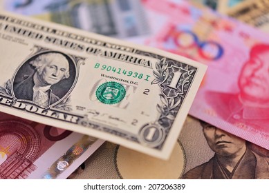 Us Dollar, Chinese Yuan, Euro Money,japanese Yen, 