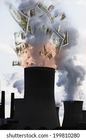 US Dollar Notes Coming Out Of Smoke Stack