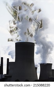 US Dollar Notes Coming Out Of Smoke Stack