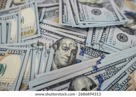 US dollars stack macro view representing business profit, economic power, investment and wealth concept