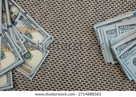 US dollars stack macro view representing business profit, economic power, investment and wealth concept