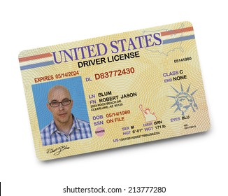 US Driver License Isolated on White Background. - Shutterstock ID 213777280
