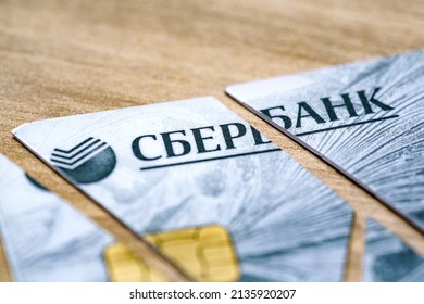 US And EU Sanctions. Cut Sberbank Credit Card. Isolation Of Russia, Disconnection From Swift. The Collapse Of The Banking System. Economic Crisis In Russia. Moscow, Russia - 05 March 2022.