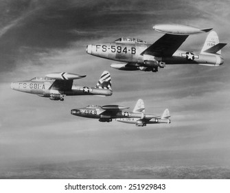 U.S. F-84 Thunderjets On Bombing Mission North Of The 38th Parallel During The Korean War. Ca. 1950-53.