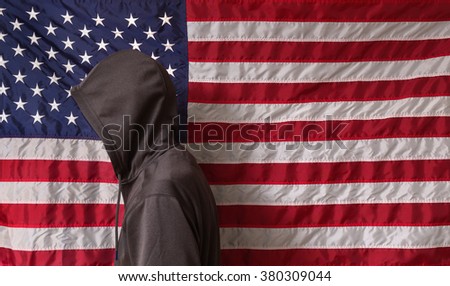 Similar – Image, Stock Photo Young woman with american flag