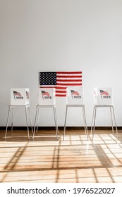 US flag democracy voting booth