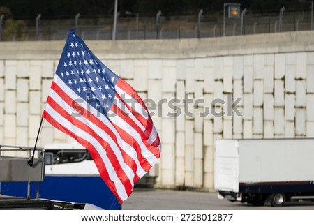 The US flag fluttering in the wind