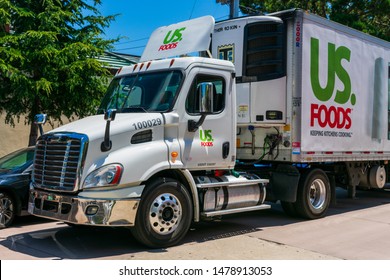 US Foods Delivery Truck Made A Stop For Food Delivery. US Foods Is An American Foodservice Distributor - Carmel, California, USA - Circa 2019