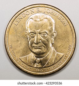 US Gold Presidential Dollar Featuring Lyndon B Johnson