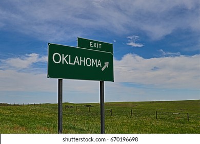 US Highway Exit Sign For Oklahoma