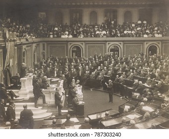 US House Of Representatives In Session In 1906. Joseph Cannon Stands At The Speakers Rostrum. Photo By Frances Benjamin Johnston