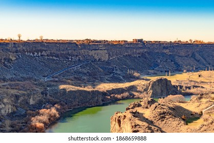 US, ID, Twin Falls, December 2020. Scenic View From The City Bridge. 