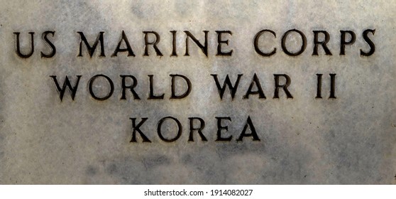 US Marine Corps American Military Inscription On Stone Marble